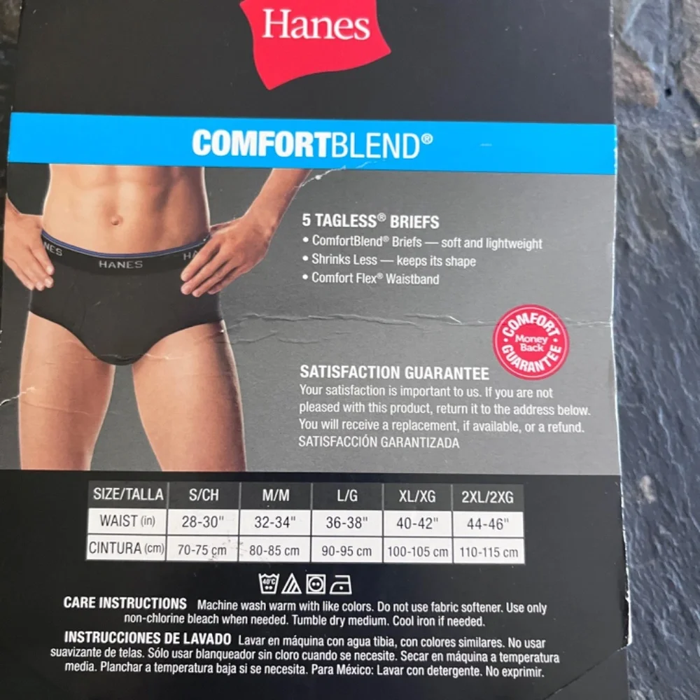 Hanes Tagless Briefs 5 Pack‎ Comfort Blend Moisture Wicking New